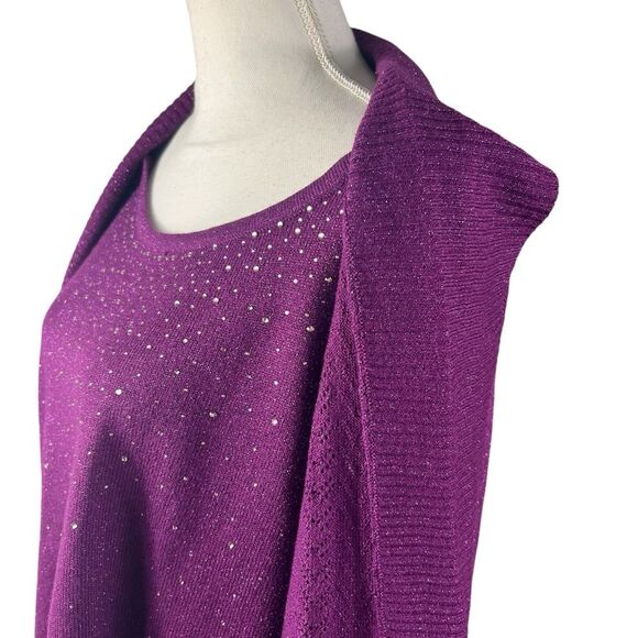 Laura Scott Purple Cardigan Sweater with Draped Front - Picture 5 of 9